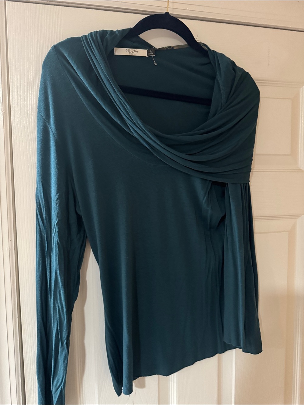 Old Navy Teal Draped Cowl-Neck Long Sleeve Top